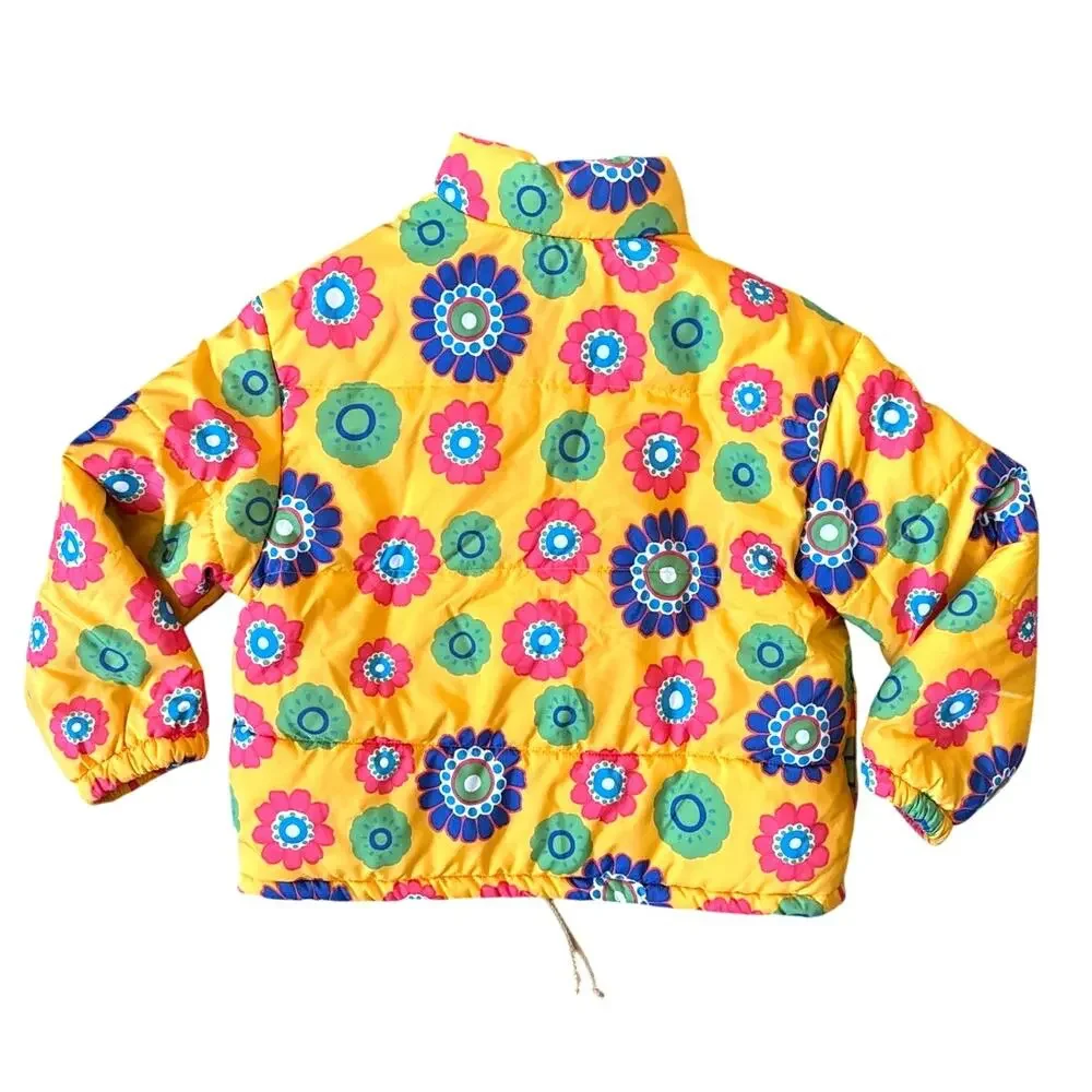 Benetton Kids Bright Flower Print Winter Parka Size Medium